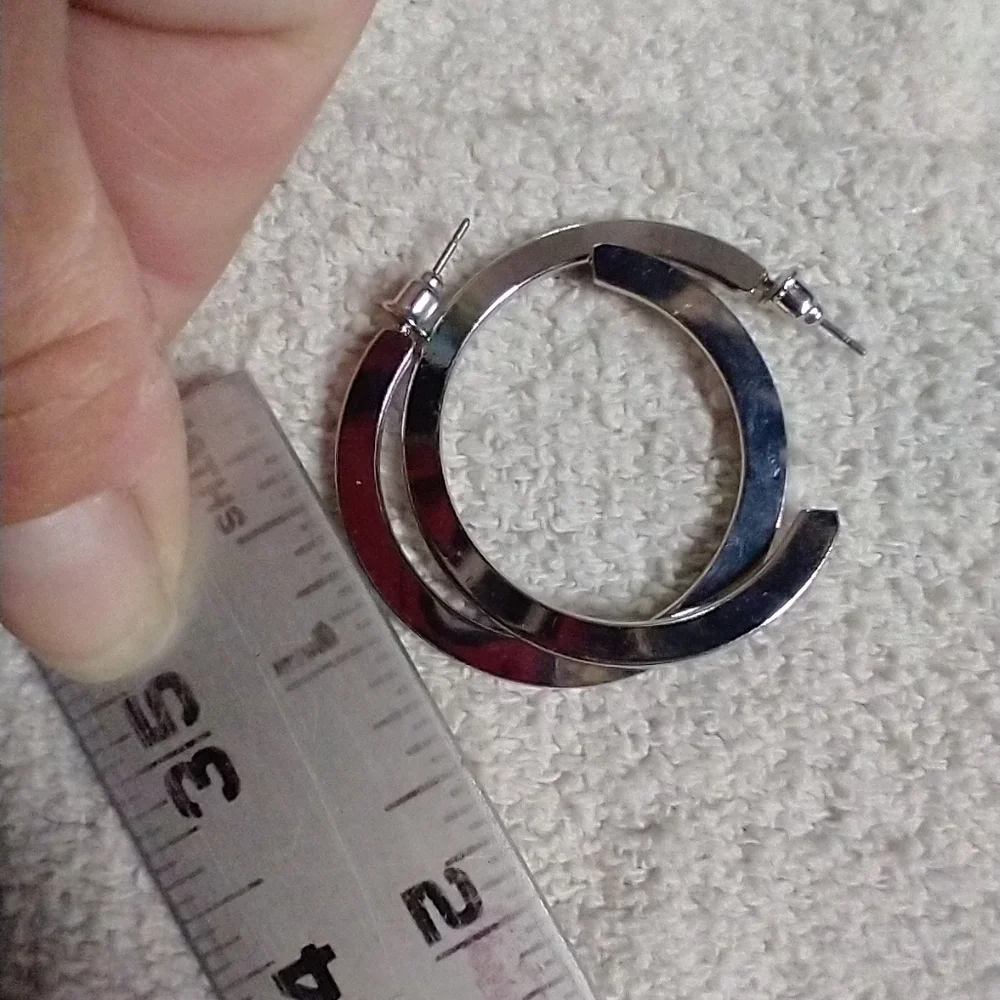 Silvertone hoop earrings